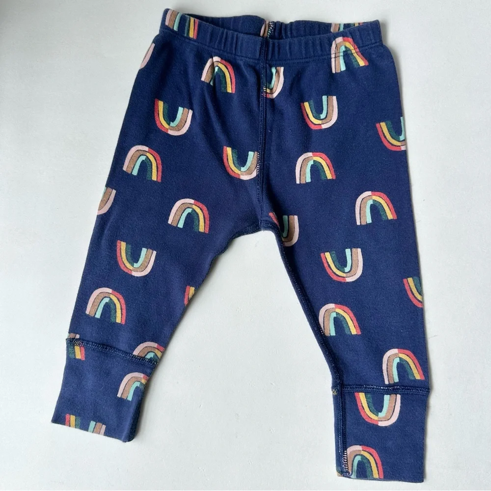 Hanna Andersson Floral Embroidered Onesie and Rainbow Print Leggings